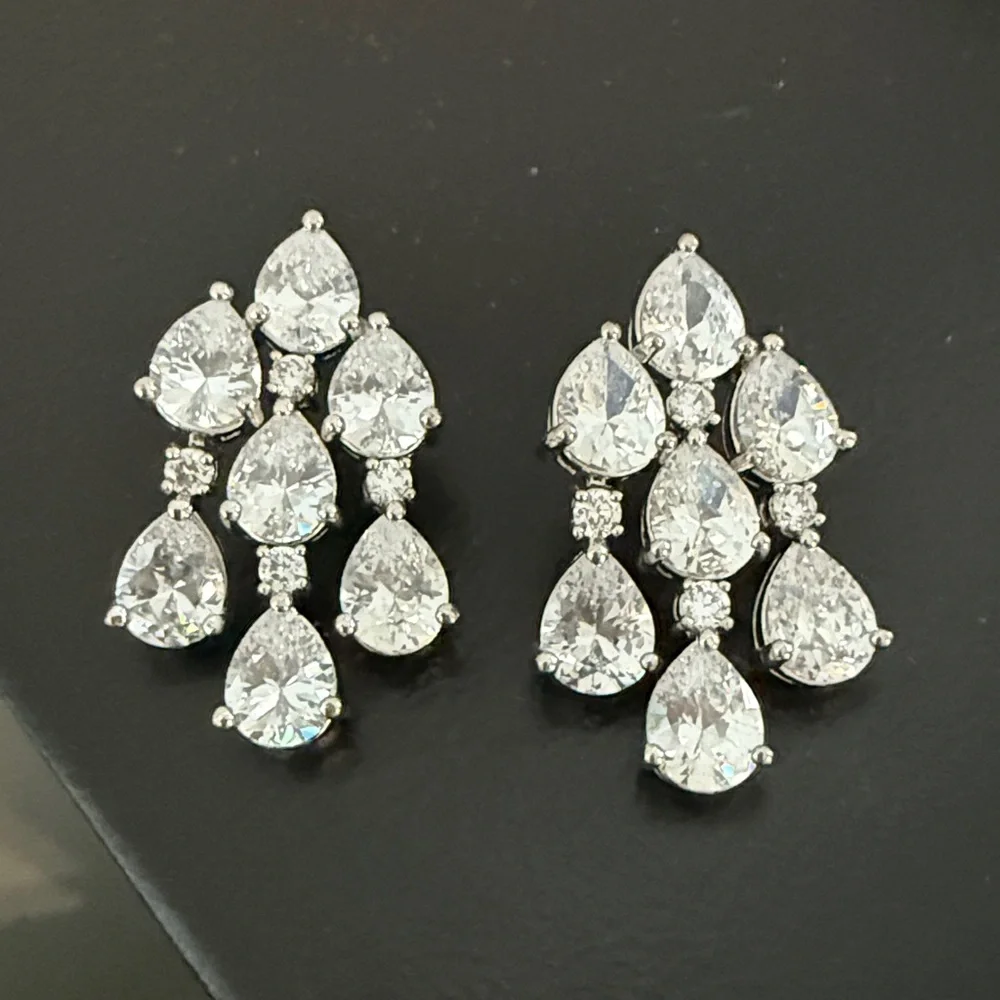 CZ by Kenneth Jay Lane NEW Cascading Pear CZ Drops $149Mfg - Picture 4 of 6